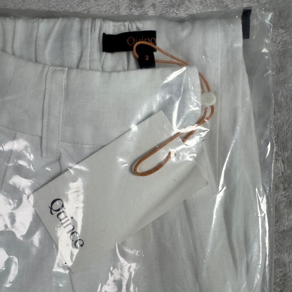 NWT Quince Womens 100% European Linen Pleated Trouser White Size 2 Wide Leg - Picture 5 of 6